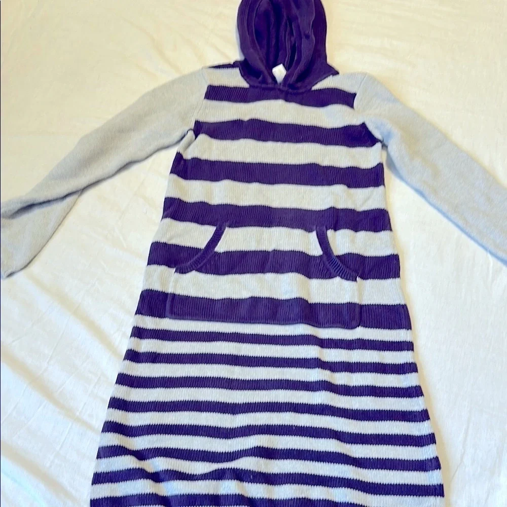 Gymboree Purple/Gray Hooded Sweater Dress Front Pocket Size 12